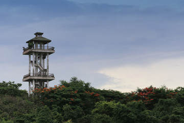 View Tower on top mountain in Sriracha city of chonburi province.