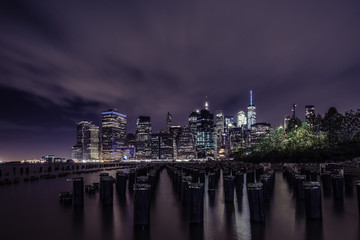Fototapeta na wymiar Financial District New York bei Nacht