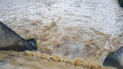 Gate open on Bistrita river dam