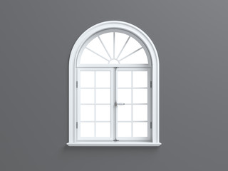 Vintage blank window inside room. 3d illustration