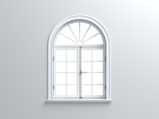 Vintage blank window inside room. 3d illustration