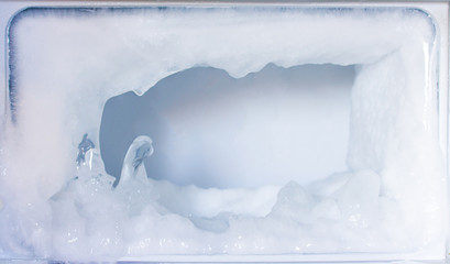 White ice in the refrigerator,Copy space