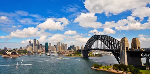 Deurstickers Sydney Harbour Bridge Sydney Havenpanorama