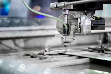 Working process cutter high precision parts by waterjet cutting machine in factory