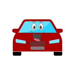 Happy Red Car Emoji, Cartoon funny car