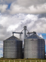 Agricultural silver silo in Mato Grosso State, Brazil