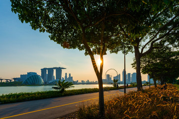 Beautiful walk way in the East Coast Park, Singapore - obrazy, fototapety, plakaty