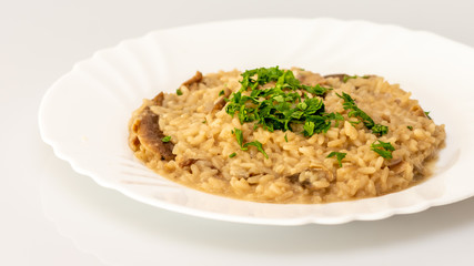 Delicious risotto with dried mushrooms