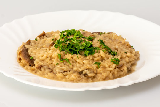 Delicious risotto with dried mushrooms