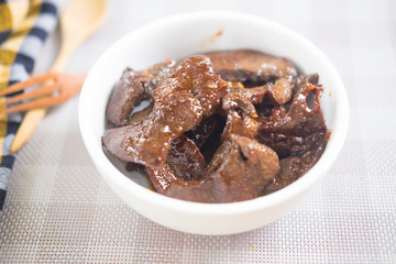 Fried pork liver mix with sugar
