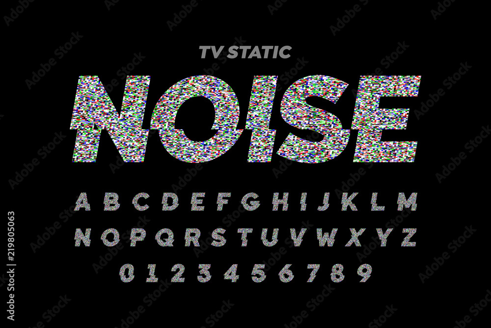 Poster tv static noise effect font design