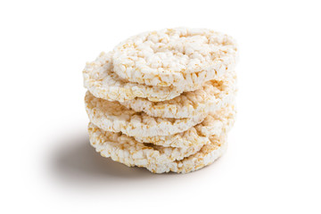 Healthy rice breads on white isolated background