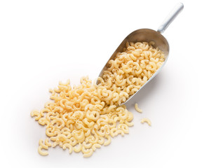Scoop of healthy gluten free pasta, isolated