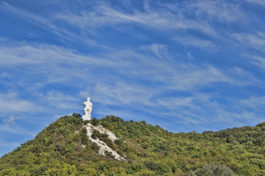 Monument to Artem (established in 1927) on the right bank of the Seversky Donets in Sviatohirsk