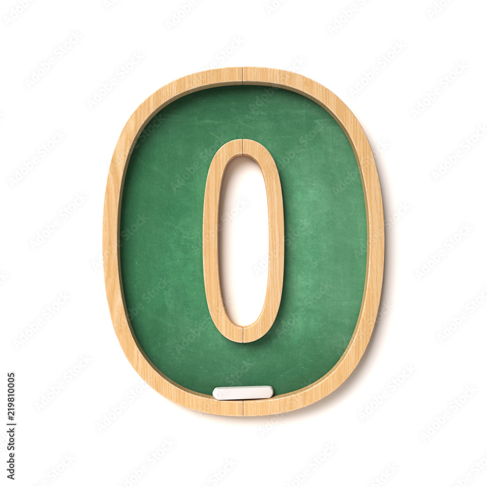 Aufkleber chalkboarf font 3d rendering number 0