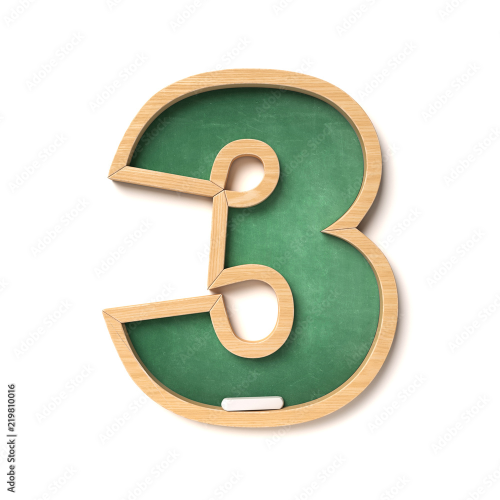 Aufkleber chalkboarf font 3d rendering number 3