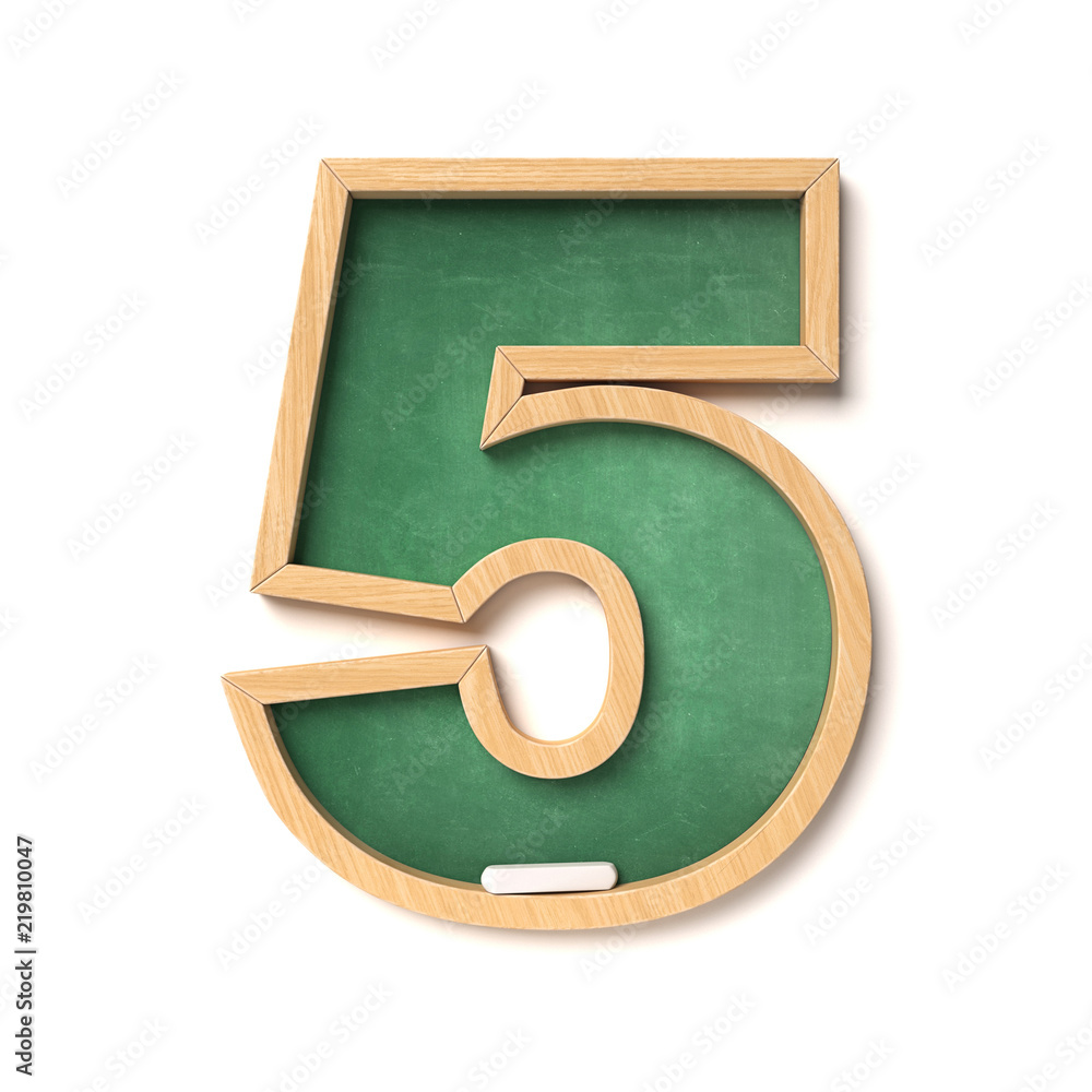 Aufkleber chalkboarf font 3d rendering number 5