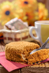 breakfast with cup of tee and cakes