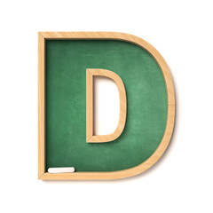 Chalkboarf font 3d rendering letter D