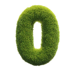 Grass font 3d rendering number 0