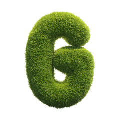 Grass font 3d rendering letter G
