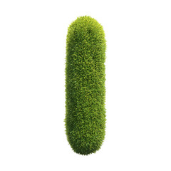 Grass font 3d rendering letter I