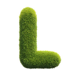 Grass font 3d rendering letter L