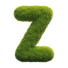Grass font 3d rendering letter Z