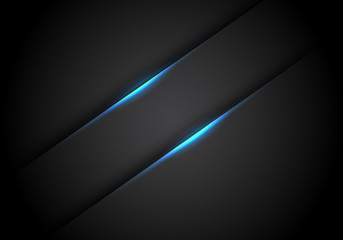 Abstract blue light line banner shadow on black blank space design modern futuristic technology background vector illustration.