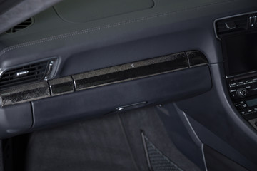 Carbon fibre trim in car interior