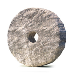 Stone wheel isolated on white background 3d rendering
