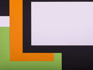 Corner Halloween frame, handcrafted frome colorful green, orange, white, black paper. Place for your text.