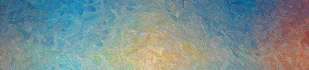 blue, red and vanilla  Impasto with long brush strokes in banner shape background illustration.