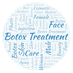 Botox treatment in a shape of circle word cloud.