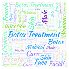 Botox treatment in a shape of square word cloud.