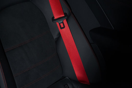 Red seatbelt in sports car