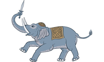 elephant in Thai traditional tattoo, Thai traditional painting in temple vector