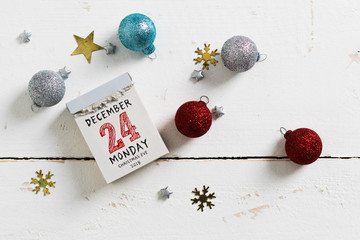 tear off calendar with the 24th of december 2018 on top