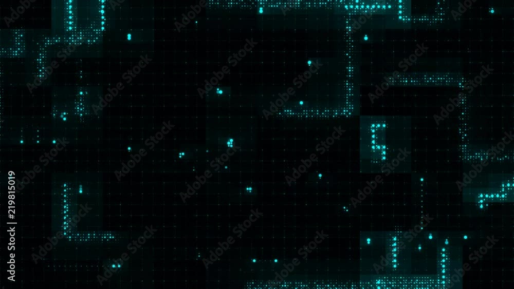 Poster 3d render abstract background with glow dots. straight lines made of dots with random radius. digita