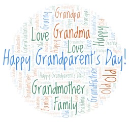 Happy Grandparent's Day in a circle shape word cloud.
