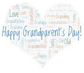 Happy Grandparent's Day in a heart shape word cloud.