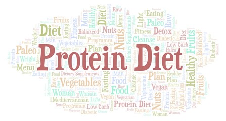 Fototapeta premium Word cloud with text Protein Diet on a white background.