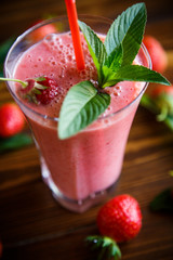 strawberry fresh sweet smoothies in a glass