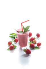 strawberry fresh sweet smoothies in a glass