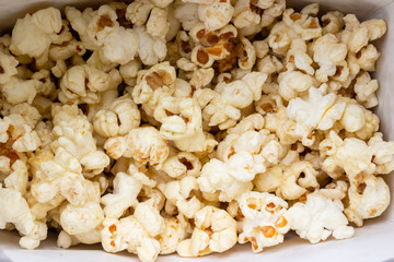 Close up Cheese popcorn in paper box.