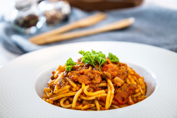 Pasta Bolognese on the table