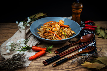 asian food noodles on the table