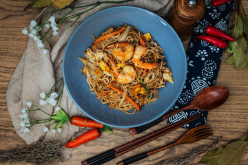 asian food noodles on the table