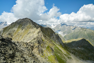 Rocky Eggishorn peak in Alps