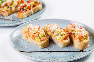vegetable bruschetta with salmon